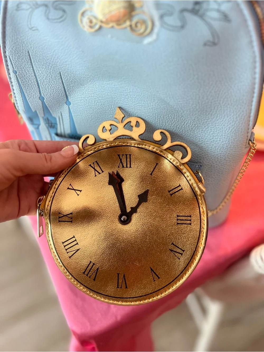 Cinderella Blue Fairy Tale Castle Clock Mini Backpack